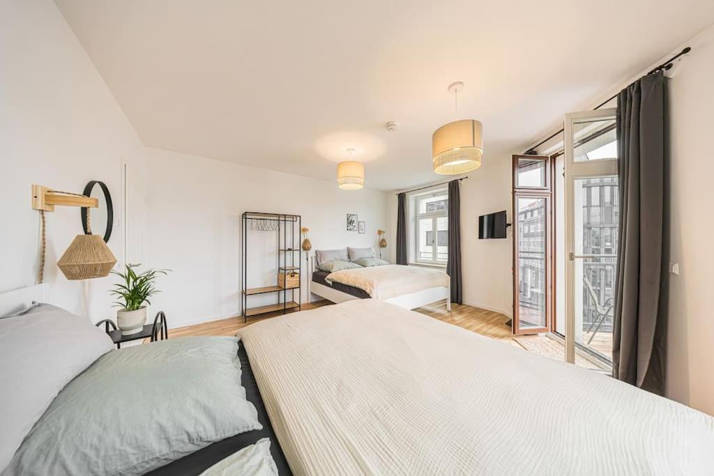 Stylisches Zentrales City-Apartment Mit 2 Balkonen 라이프치히 외부 사진